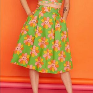 NWT ModCloth x Marisol Muro Green Floral Cat Skirt Size 6